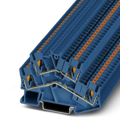 Phoenix Contact Multi-Level - Desk Design Terminal Block; PTTBS 2.5 BU; 20A; 300V; 2-Level; #24 - #12; Push-In Connection; Blue